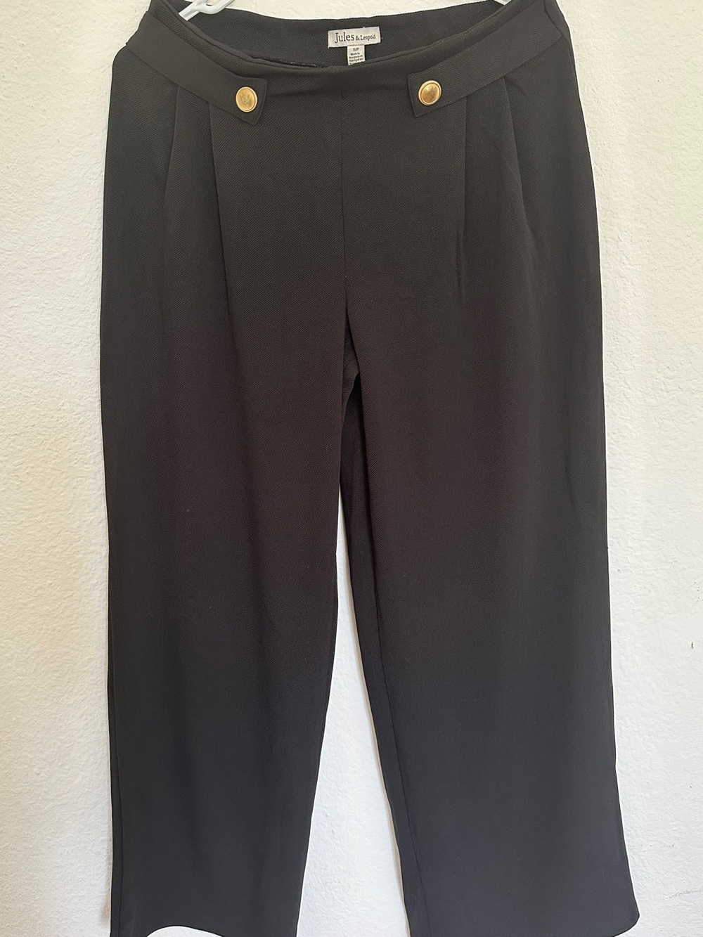 Jules & Leopold Black Wide Leg Sailor Pants Gold Button